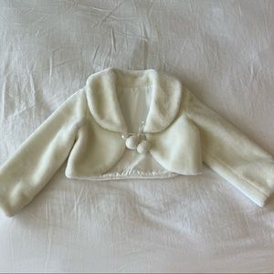 Girls Faux Fur Flower Bolero Shrug Wedding Dress-Up Size 9-10 yrs/L